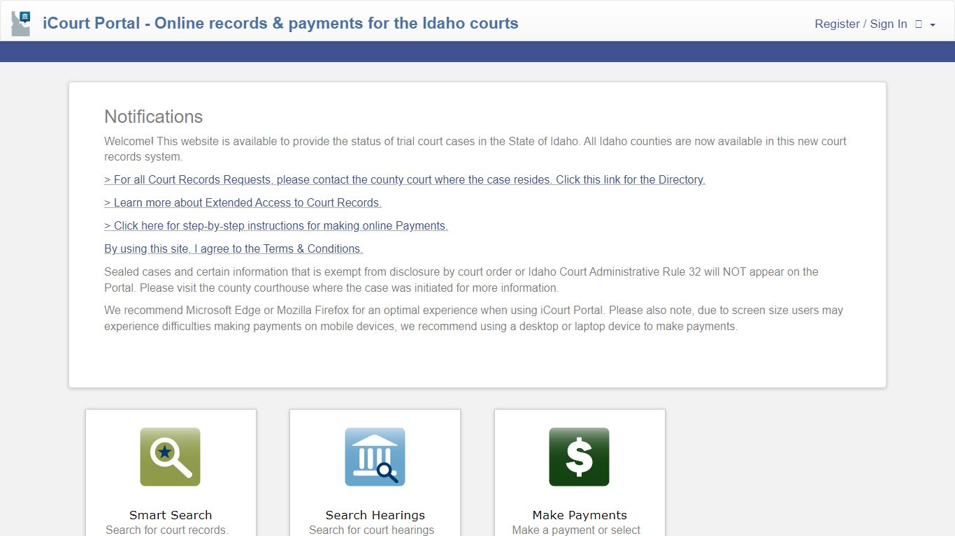 iCourt Portal - Online records & payments for the Idaho courts